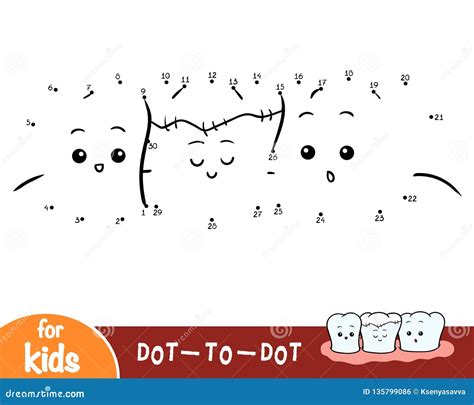 Numbers Game Dot To Dot Game For Children Happy Teeth Stock Vector