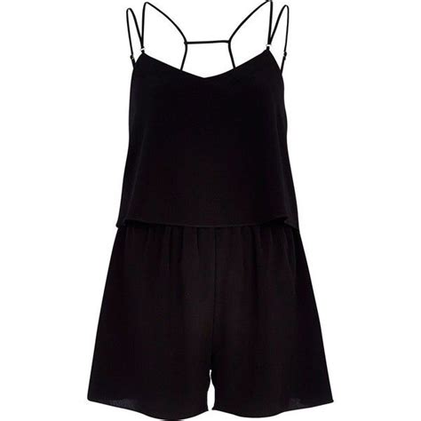 River Island Black Multi Strap Layered Playsuit Fashion Jumpsuits For Women Womens Playsuits