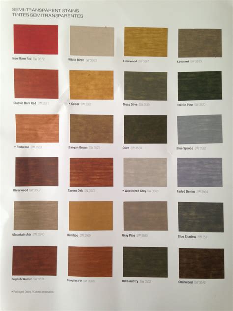 Whether your looking up the colors of a sherwin williams paint chart, chip, sample if a high degree of accuracy is important you should get a fan deck, swatch or palette from a sw paint store. Sherwin Williams semi transparent stains for deck & fence ...