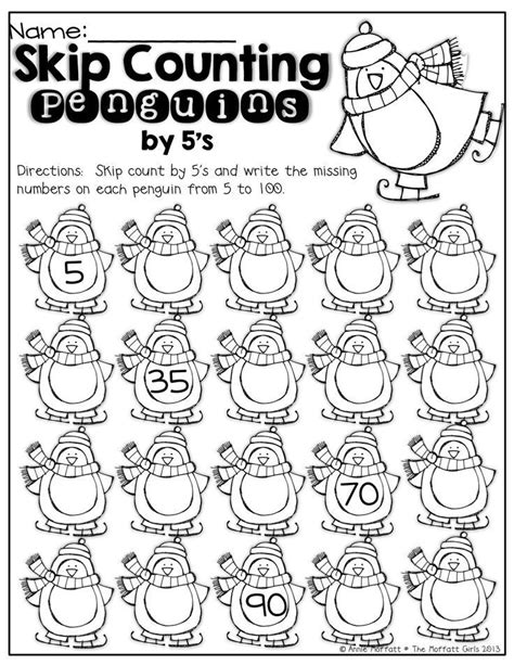 Count By 5s Worksheet Penguin Winter Math Homeschool Math Counting