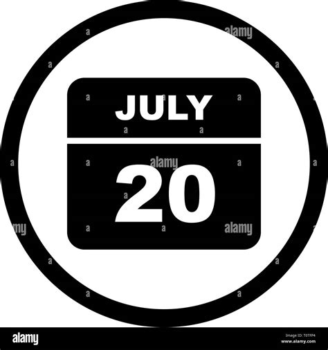 July 20th Date On A Single Day Calendar Stock Photo Alamy