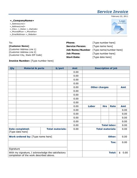 Job Invoice Template Spreadsheet Templates For Busines Business