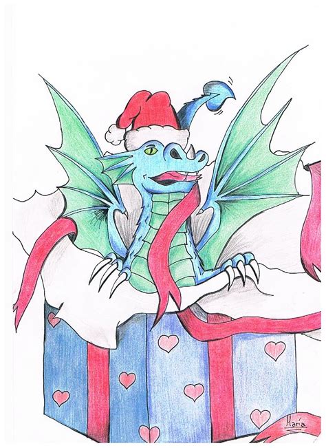 Dragón Navideño Por Maria1994 Dibujando