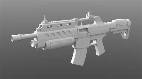 Assault Rifle Sci Fi 3d Model Game Ready Obj
