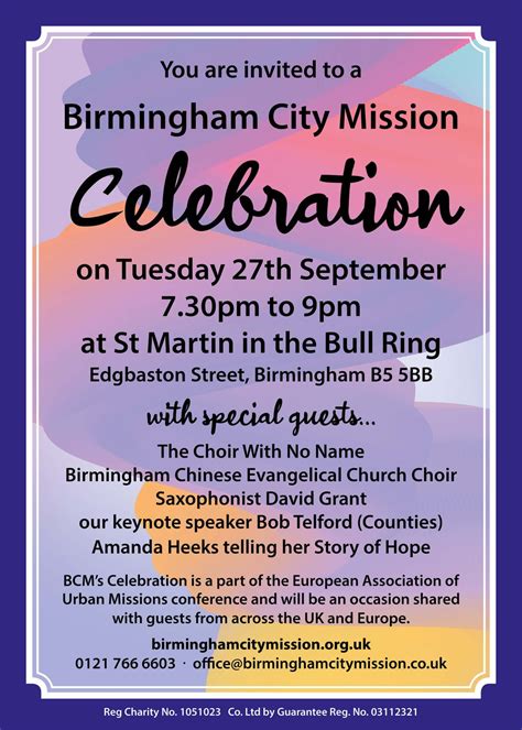 Celebration, Birmingham City Mission  Birmingham Churches Together