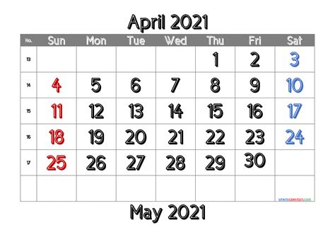 Printable Calendar April 2021 Free Free Printable 2021 Monthly