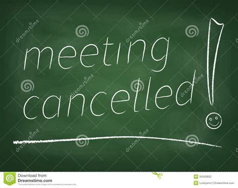 Meeting Cancelled On Blackboard Stock Illustration