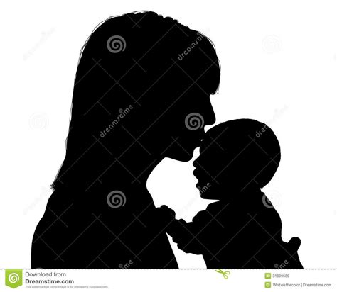 Mother Kissing Her Newborn Child Silhouette Baby Silhouette