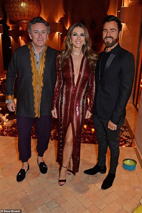 Elizabeth Hurley 53 Takes The Plunge In Sequin Burgundy Dress At