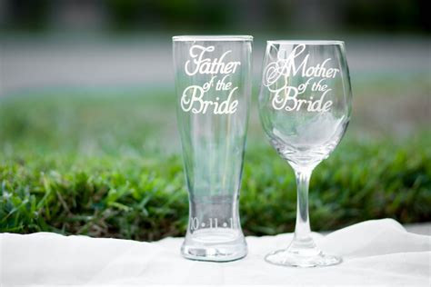 Mother Of The Bride Glass And Father Of The Bride Glass Style 2 With Wedding Date On Base Hand