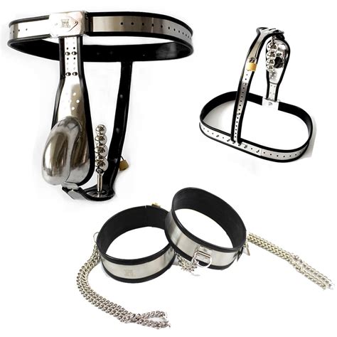 Male Chastity Belt Device Stainless Steel Penis Cock Cage Thigh Ring
