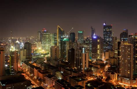 The Manila Skyline At Sundown Editorial Stock Photo Image Of Lights