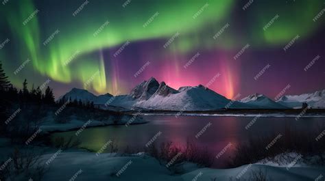 Premium Photo The Aurora Bored Aurora Over The Mountains Of Alaska At