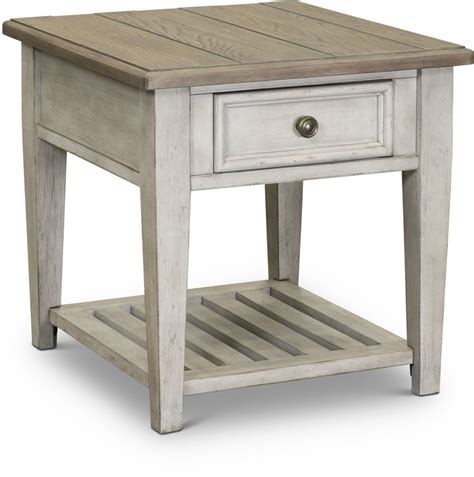 Heartland Weathered White Oak End Table With Drawer RC Willey End