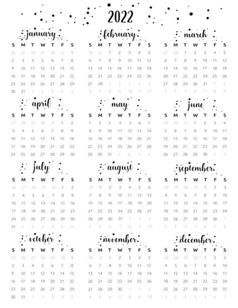 2022 Calendar At A Glance Printable Calendar Printables Free Blank