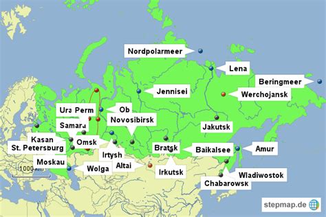 Die küste russlands weist eine gesamtlänge von 37.653 kilometern auf und. Russland GEO Test von MASTER0311 - Landkarte für Russland