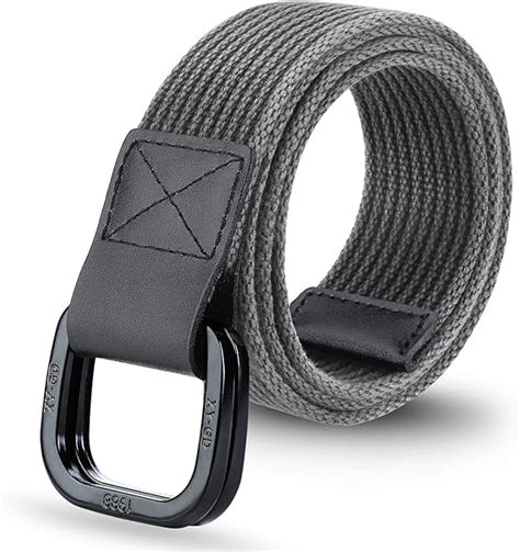 Mens Canvas Belt Military Style Double D Ring Buckle Trimming Casual