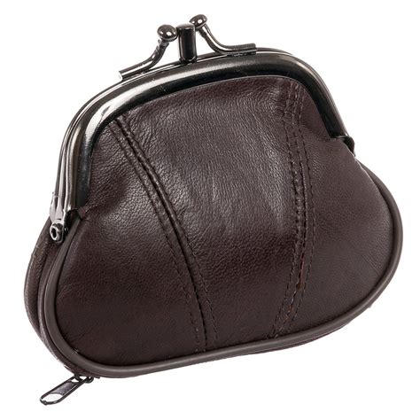 Marshal Wallet - Marshal Womens Leather Kiss Lock Coin Purse (Brown