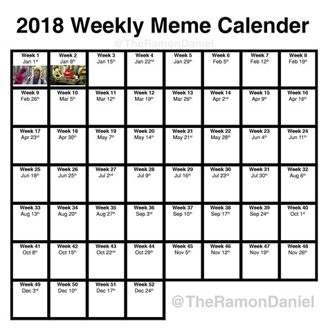 Weekly Meme Calendar Update Rpewdiepiesubmissions