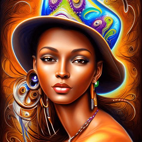 3d Abstract Portrait Of A Stunning Brown Skin Cowgirl · Creative Fabrica