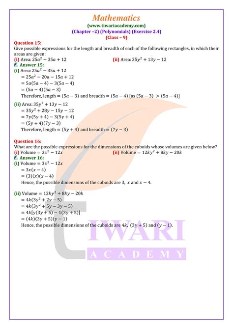 Ncert Solutions For Class 9 Maths Chapter 2 Exercise 24