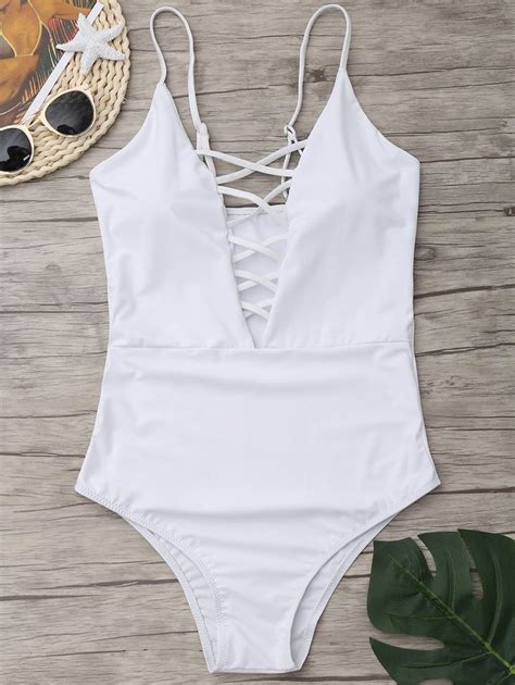 Criss Cross One Piece Swimsuit One Piece Swimsuit White One Piece