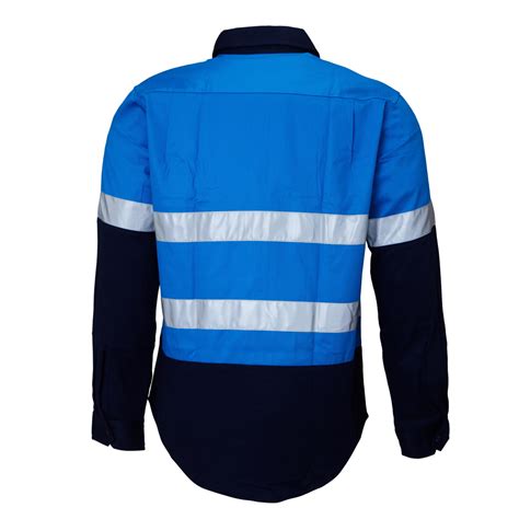 Ritemate Adults Hi Vis Open Front Shirt With Tape Rm1050r Bluenavy