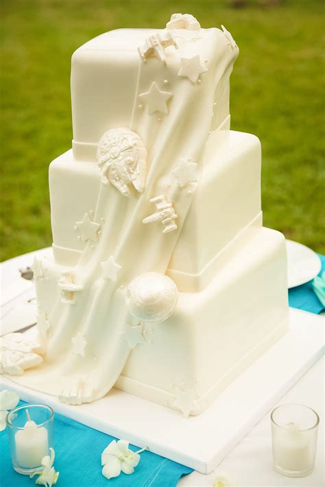 Star Wars Themed Ivory Wedding Cake
