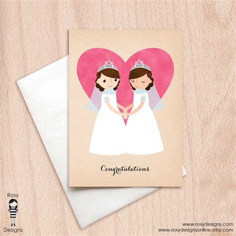 Lesbian Wedding Card Congrats Lesbian Congratulations Card Etsy
