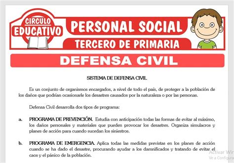 Defensa Civil Para Tercero De Primaria Fichas Gratis