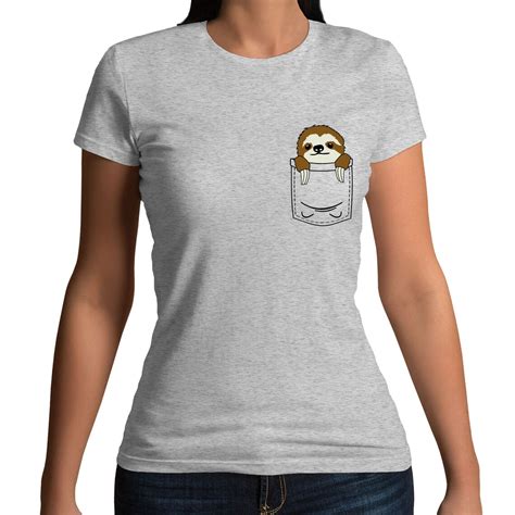 Pocket Sloth Mini Pet Cute Funny T Shirt Mens Womens And Etsy
