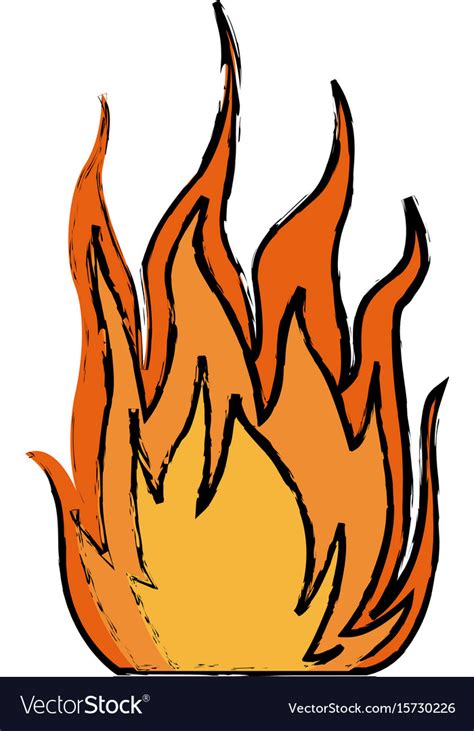 Fire Hot Flame Spurts Campfire Burn Heat Vector Image