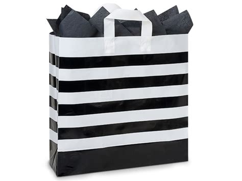 Black Stripe Plastic T Bags Queen 16x6x16 100 Pack Nashville Wraps