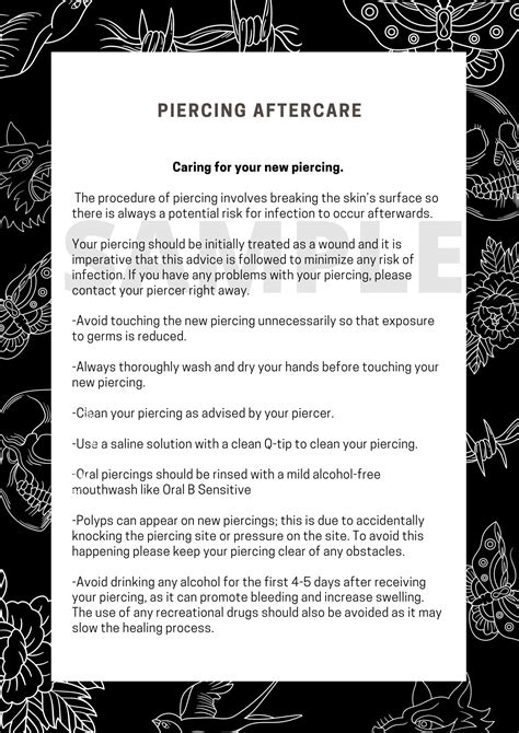 Editable Piercing Aftercare Form Template Etsy Australia