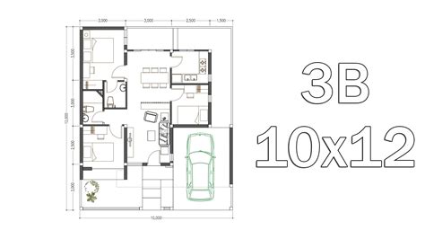 3 Bedrooms Home Design Plan 10x12m Samphoas Plan