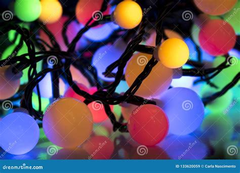 Colorful Christmas Lights Close Up Stock Image Image Of Close Table