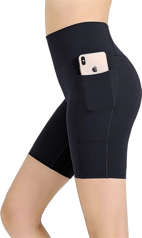 yoga shorts with pockets for women high waisted biker shorts workout running