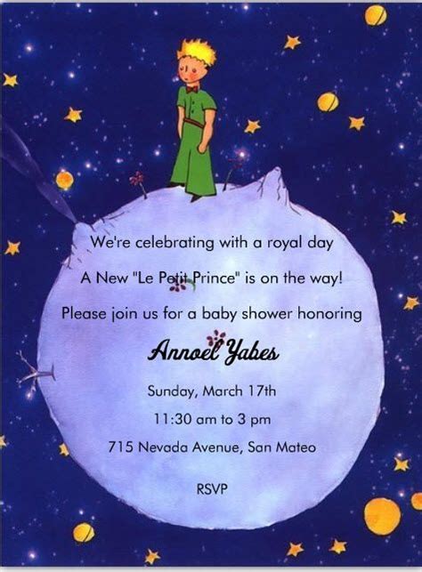 During his journey to the earth and. Le Petit Prince Invite Part 1 | Prince baby shower ...