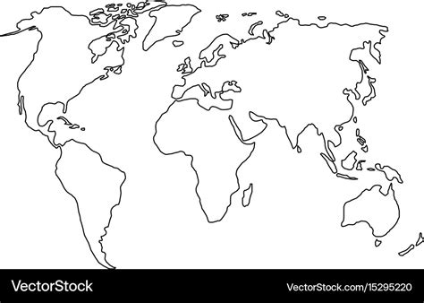 Contour World Map Black And White Colors Vector Image