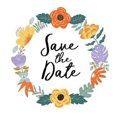 Premium Vector Save The Date Floral Frame