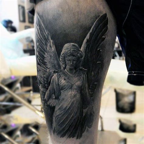 Beautiful Guardian Angel Tattoo Males Upperarms Thigh Tattoo Designs