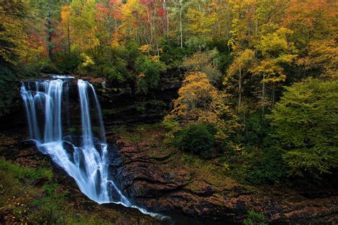 Waterfall In Autumn Forest Hd Wallpaper Background Image 2048x1368