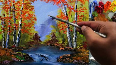 Landscape Paintings Acrylic Autumn Forest Step By Step Painting