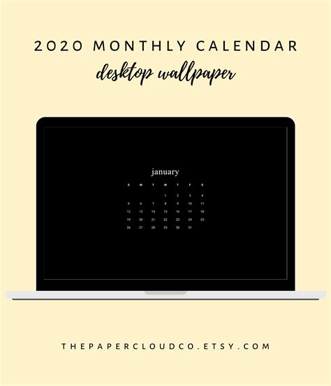 Minimalist Calendar Wallpaper 2020 Monthly Calendar Desktop Wallpaper