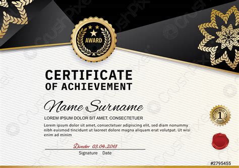 Official Certificate Of Appreciation Award Template With Black And