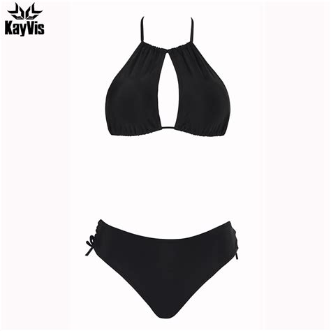 Kayvis 2019 Sexy High Neck Halter Crop Brazilian Bikinis Women Swimsuit Girl Bandage Swimwear