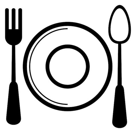 Premium Vector Dinner Icon Plate With Spoon And Fork Top View