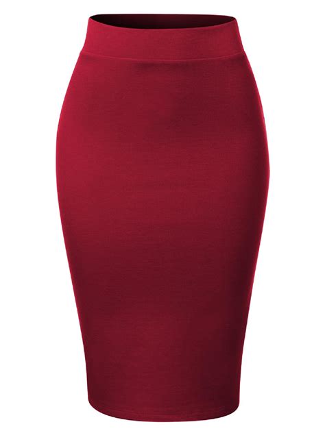 made by olivia women s waist band midi stretchy ponte basic knee pencil skirt cabernet 1xl ad
