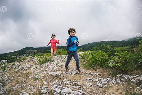 The Boy Runs Away From His Mother Stock Image Image Of Outside