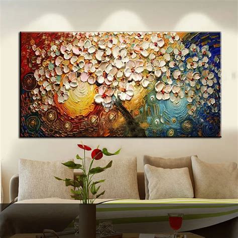 Unframed Hand Painted On Canvas Wall Art Abstract Modern Flowers
